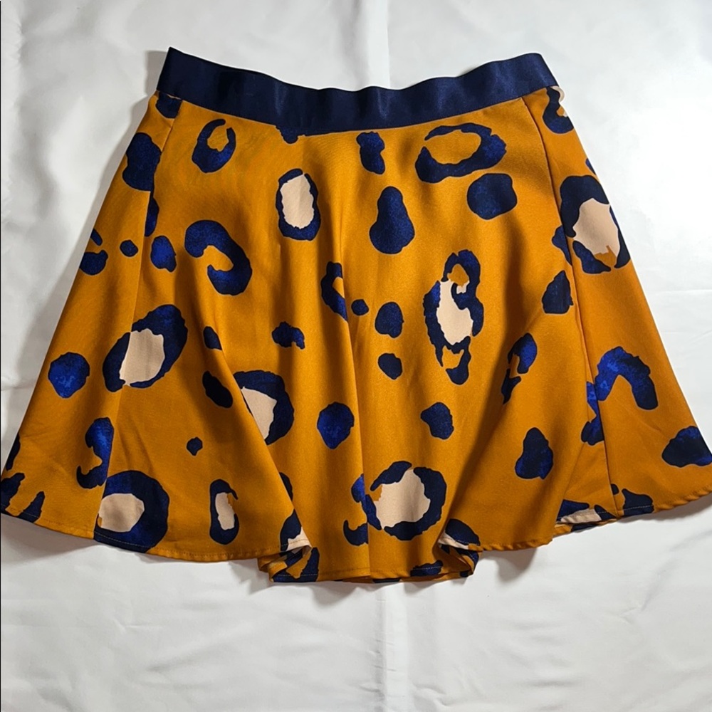 Leopard Print Skirt in Mustard and Blue